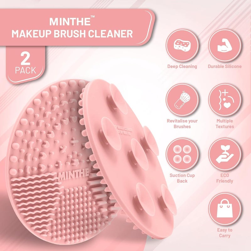 MINTHE ™ Makeup Brush Cleaner Mat | 2 Pack | Silicone Make up Cleaning Pad - Image 2